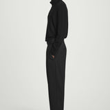RELAXED BELTED WOOL-HOPSACK TAPERED TROUSERS