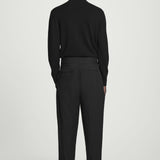 RELAXED BELTED WOOL-HOPSACK TAPERED TROUSERS